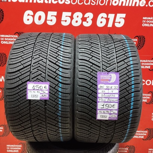 [Ref.13757] 2x 295 30 R20 97V Michelin Pilot Alpin Non M+S Dot: 15/15 (Sin uso) Ref.13757