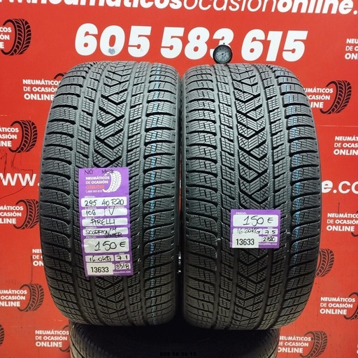 [Ref:13633] 2x 295 40 R20 106V Pirelli Scopion Winter Gr Nicht M+S 7.1/7.5MM Ref. 13633