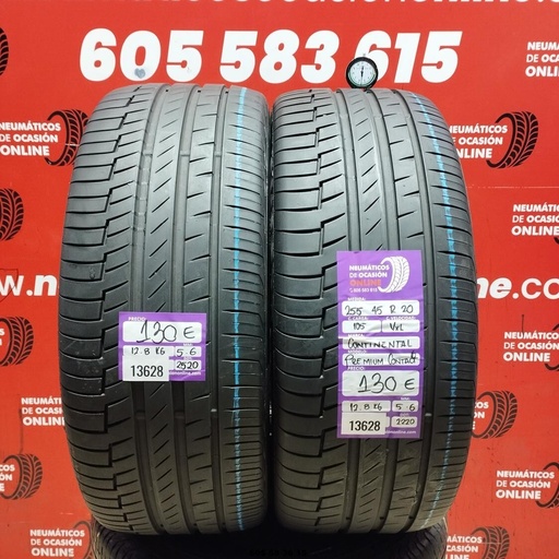 [Ref:13628] 2x 255 45 R20 105V XL  CONTINENTAL PREMIUM CONTACT 6   5.6/5.6 MM REF. 13628