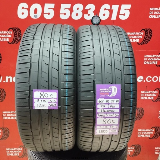 [Ref:13520] 2x 255 50 ZR19 107W HANKOOK VENTUS S1 EVO 3 SUV 5.0/5.4 MM REF. 13520
