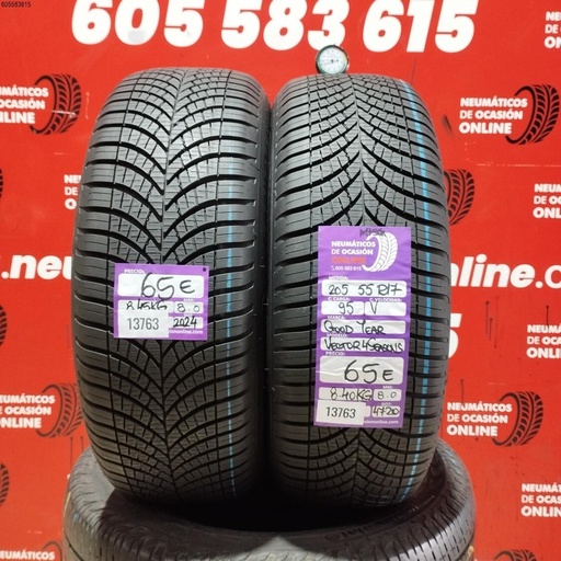 [Ref:13763] 2x 205 55 R17 95V Goodyear Vector 4 Seasons M+S 8.0/8.0MM Ref. 13763