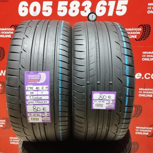 [Ref.13732] 2x 275 40 R19 101Y DUNLOP SPORT MAXX RT MO JL1R 5.4/5.6MM REF. 13732