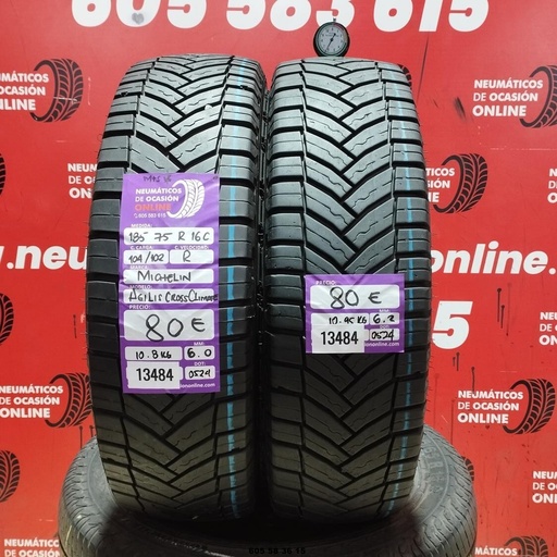 [Ref:13484] 2x 185 75 16C 104/102R Michelin Agilis Cross Climate M+S 6.0/6.2MM Ref. 13484