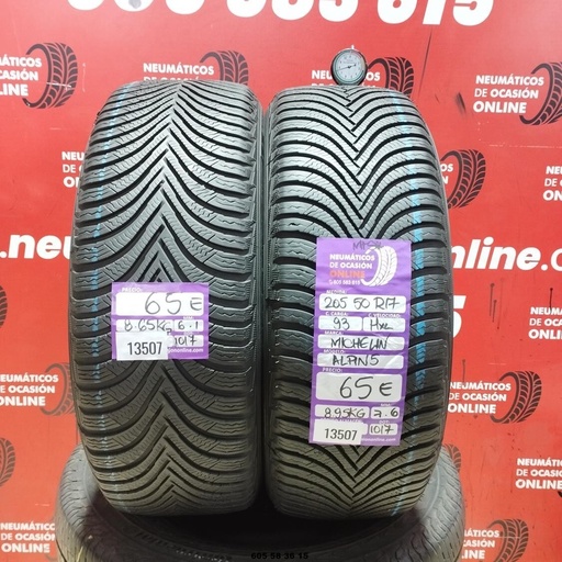[Ref:13507] 2x  205 50 R17 93H XL MICHELIN ALPIN 5 M+S* 6.1/7.6MM REF. 13507