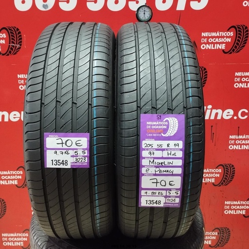 [Ref:13548] 2x 205 55 R19 97H XL MICHELIN E. PRIMACY S1 5.5/5.5MM REF. 13548