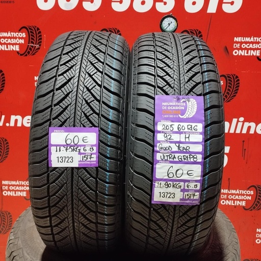 [Ref:13723] 2x 205 60 R16 92H GOODYEAR ULTRA GRIP 8 M+S* 6.8/6.8MM REF. 13723
