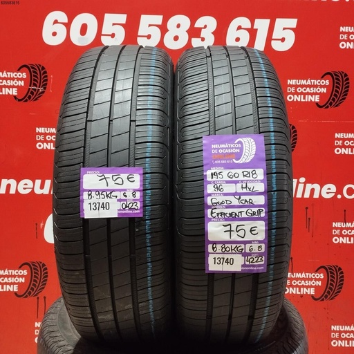 [Ref:13740] 2x 195 60 R18 96HXL GOODYEAR EFFICIENTGRIP  6.8/6.8MM REF. 13740