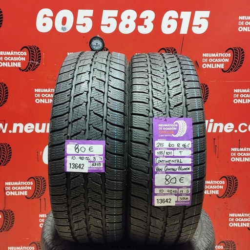 [Ref:13642] 2x 215 60 16C 103/101T Continental Van Contact Winter M + 8.7/8.3MM Réf. 13642