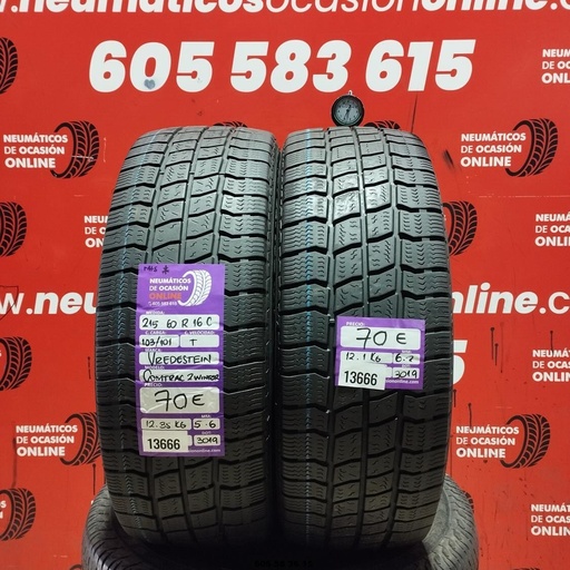 [Ref:13666] 2X 215 60 16C 103/101T VREDESTEIN COMTRAC 2 HIVER M+S* 5.6/6.2MM REF. 13666