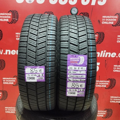 [Ref:13498] 2x 215 65 R16C 109 107T CONTINENTAL VAN CONTACT A/S ULTRA  8.8/8.8MM REF. 13498
