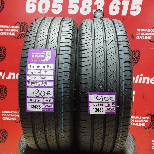 [Ref:13483] 2x 215 65 R16C 109 107T GOODYEAR EFFICIENTGRIP CARGO 2 7.6/8.0MM REF.13483