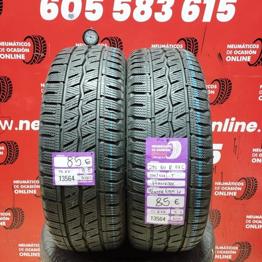 [Ref:13564] 2x 215 60 R17C 1109/107T HANKOOK WINTER ICEPT LV M+S* 7.2/8.8MM REF. 13564