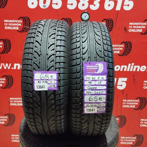 [Ref:13641] 2x 215 65 R16 98H COOPER WM-SA2+  M+S* 7.1/7.1MM REF. 13641