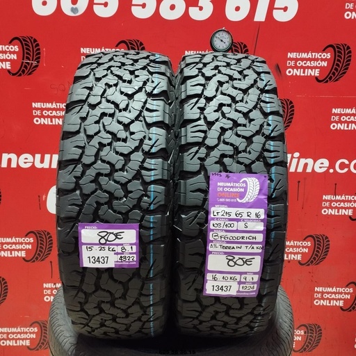 [Ref:13437] 2x L 215 65 R16 103/100S BFGOODRICH ALL TERRAIN T/A K02 M+S 8.1/9.1MM REF. 13437