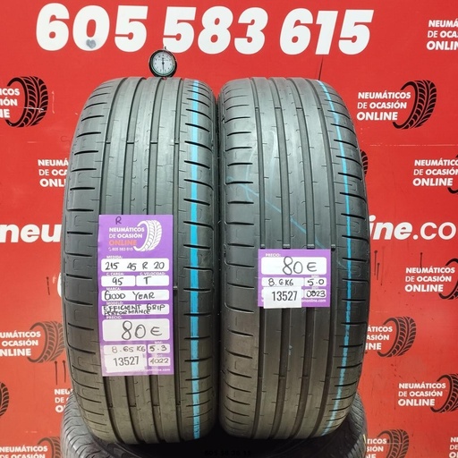 [Ref:13527] 2x 215 45 R20 95T GOODYEAR EFFICIENTGRIP PERFORMANCE 5.3/5.0MM REF. 13527
