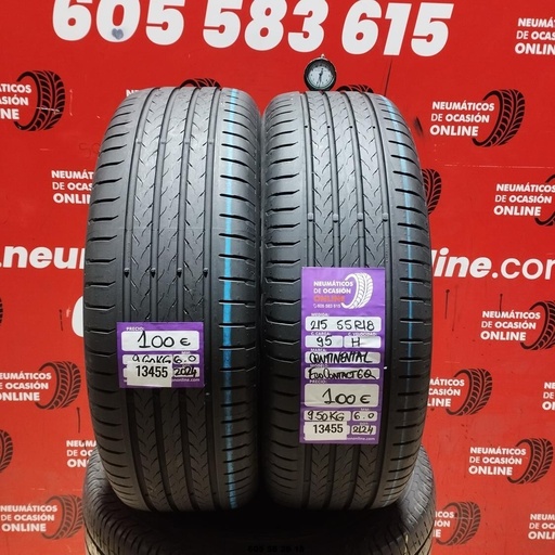 [Ref:13455] 2x 215 55 R18 95H CONTINENTAL ECO COTNACT6Q 6.0/6.0MM REF. 13455