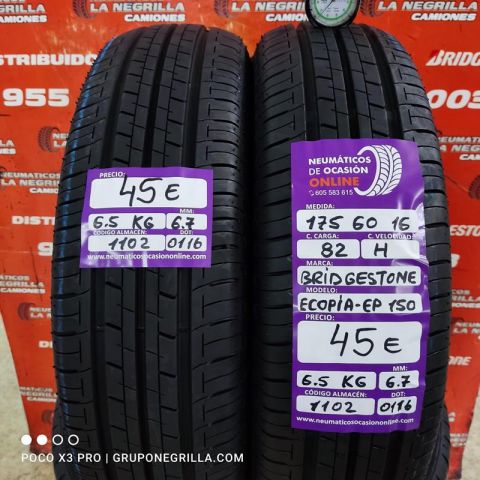 2 X 175 60 R16 82H 6.7/6.7mm Bridgestone Ecopia Ep150 Ref. 1102