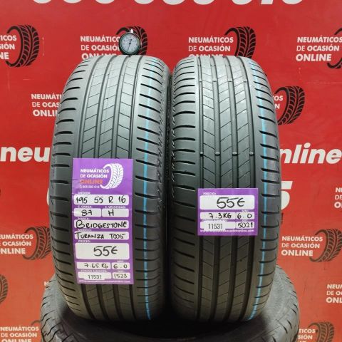 2X 195 55 R16 87H BRIDGESTONE TURANZA T005 6.0/6.0MM DOT 1523/5021