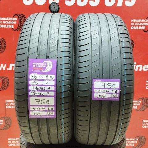 2X 225 55 R18 98V MICHELIN PRIMACY 3 OCASIÓN DOT: 3421/2121 - 4.8/4.8mms