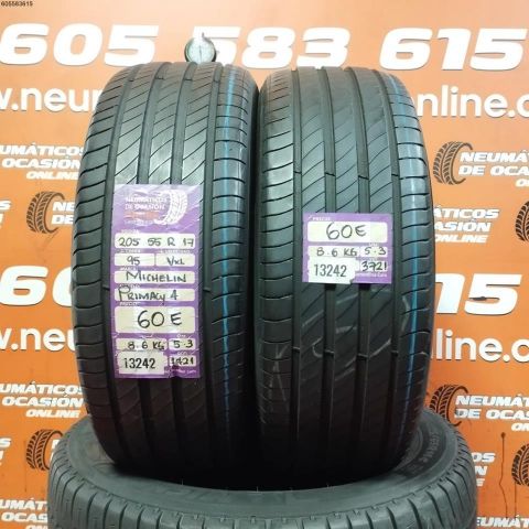 2X 205 55 R17 95V XL MICHELIN PRIMACY 4 5.3/5.3MM DOT 1421/