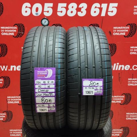 2X 225 45 R19 92W DUNLOP SPORT MAXX RSC OCASIÓN DOT: 3021/3021 - 6.8/6.8mms