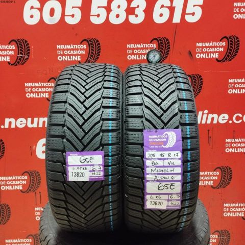 2X 205 45 R17 88VXL MICHELIN ALPIN 6 M+S* OCASIÓN DOT: 1422/1522 - 6.7/6.7mms