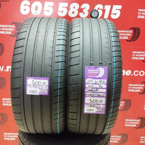 2X 255 40 ZR21 102YXL DUNLOP SPORT MAXX GTO R01 OCASIÓN DOT: 2223/2223 - 4.3/5.0mms
