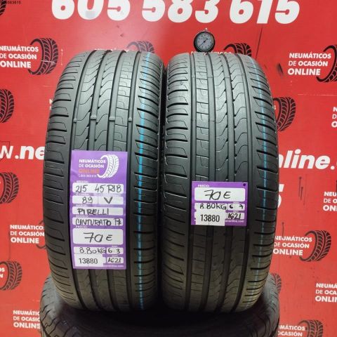2X 215 45 R18 89V PIRELLI CINTURATO P7 OCASIÓN DOT: 1621/1621 - 6.3/6.7mms