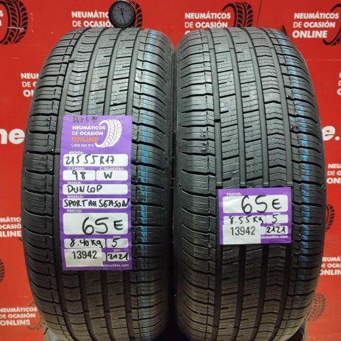 2X 215 55 R17 98W DUNLOP SPORT ALL SEASON OCASIÓN DOT: 2121/2121 - 5.0/5.0mms