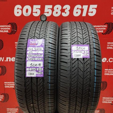 2X 245 50 R20 102V BRIDGESTONE DUELER H/L 400 OCASIÓN DOT: 4115/4115 - 8.0/8.0mms