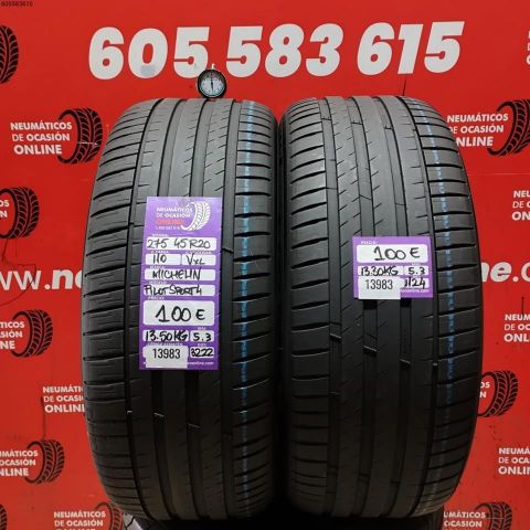 2X 275 45 R20 110VXL MICHELIN PILOT SPORT 4 OCASIÓN DOT: 3222/1124 - 5.3/5.3mms
