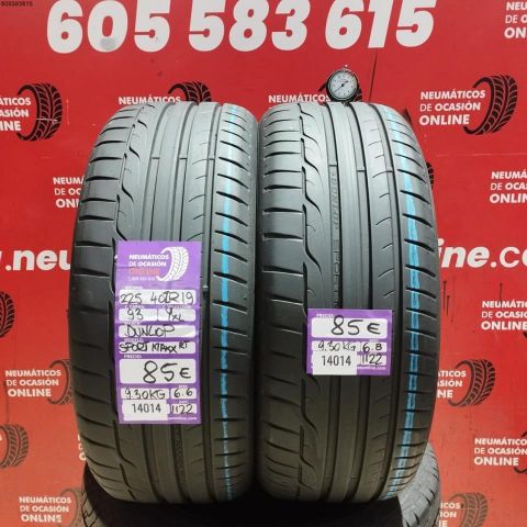 2X 225 40 ZR19 93YXL DUNLOP SPORT MAXX RT OCASIÓN DOT: 1122/1122 - 6.6/6.8mms
