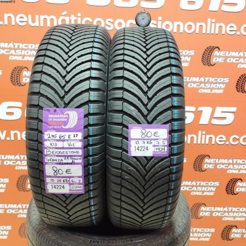 2X 215 65 R17 103V XL BRIDGESTONE TURANZA ALL SEASONS M+S* 6.2/7.5MM DOT 2024/1924