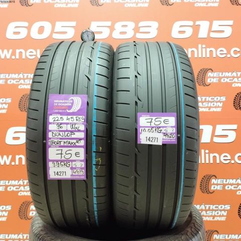2X 225 45 R19 96WXL DUNLOP SPORT MAXX RT OCASIÓN DOT: 4919/4320 - 5.2/5.2mms