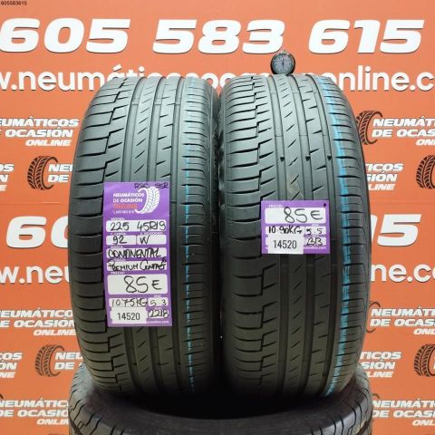 2X 225 45 R19 92W CONTINENTAL PREMIUM CONTACT 6 5.3/5.5MM DOT 2218/2313
