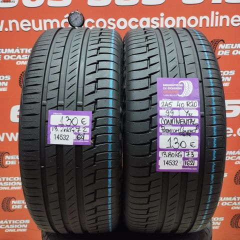 2X 245 40 ZR20 99Y CONTINENTAL PREMIUM CONTACT 6 SSR OCASIÓN DOT: 1621/1621 - 7.2/7.3mms