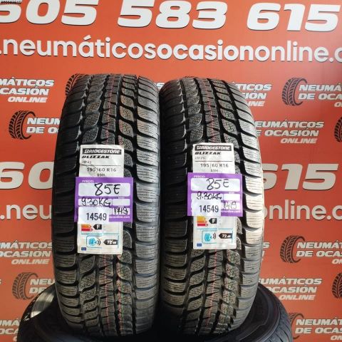 2X 195 60 R16 89H BRIDGESTONE BLIZZAK (SIN USO) DOT: 1719/1419