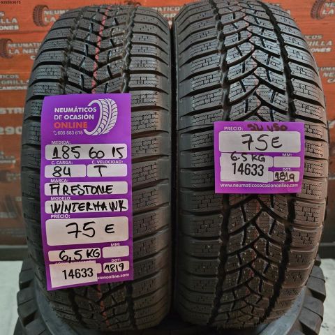 2X 185 60 R15 84T FIRESTONE WINTERHAWK (SIN USO) DOT: 1819/1819