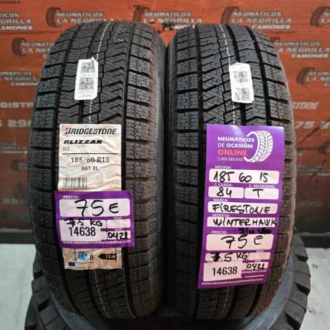 2X 185 60 R15 88TXL BRIDGESTONE BLIZZAK (SIN USO) DOT: 0422/0422