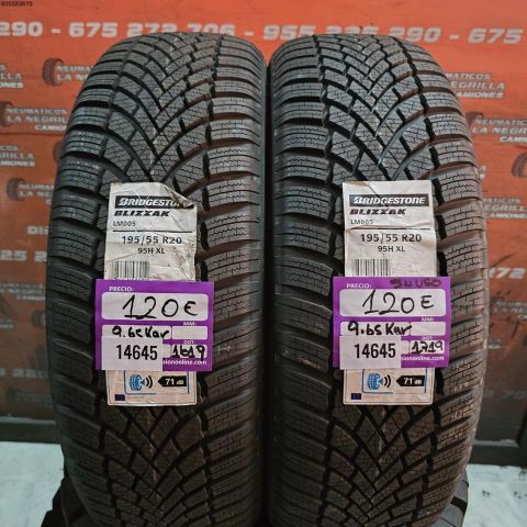2X 195 55 R20 95H BRIDGESTONE BLIZZAK (SIN USO) DOT: 1619/1719