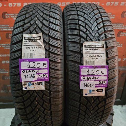 2X 195 55 R20 95H BRIDGESTONE BLIZZAK (SIN USO) DOT: 1619/1619 