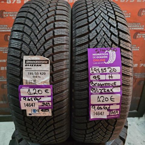 2X 195 55 R20 95H BRIDGESTONE BLIZZAK (SIN USO) DOT: 1619/1619