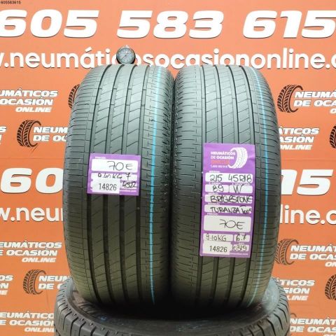 2X 215 45 R18 89W BRIDGESTONE TURANZA T005 OCASIÓN DOT: 4522/0319 - 7.0/6.7mms