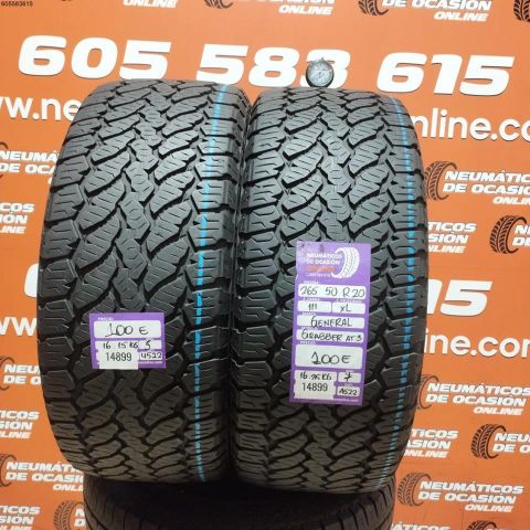 2X 265 50 R20 111V XL GENERAL GRABBERT M+S* AT3 5.0/7.0MM DOT 4522/4522