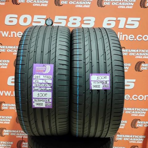 2X 285 45 R20 112Y XL CONTINENTAL CONTI SP CONTACT5 4.8/4.8MM 0824/0924