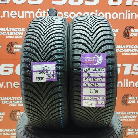 2X 205 60 R16 96H XL M+S* MICHELIN ALPIN 5 7.0/7.6MM DOT 3917/1418