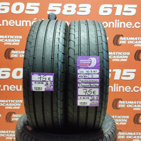 2x 215 70 R15C 109/107S BRIDGESTONE DURAVIS VAN 8.4/8.7MM DOT 1524/1523

