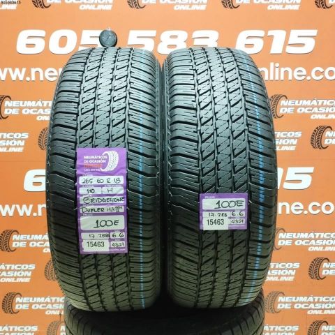 2x 265 60 R18 110H BRIDGESTONE DUELER H/T 684 6.6/6.6MM DOT 4321/4321