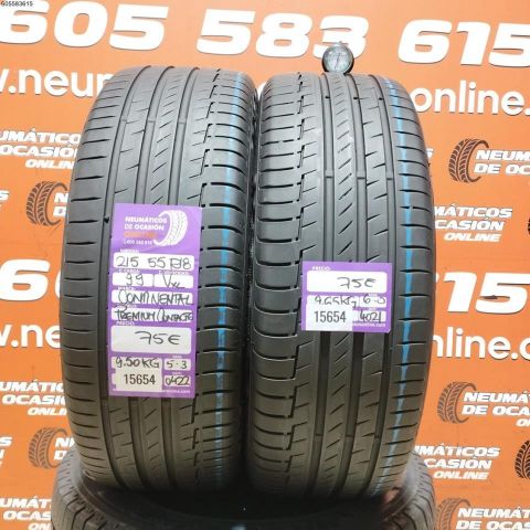 2X 215 55 R18 99V XL CONTINENTAL PREMIUM CONTACT 6 5.3/6.0MM DOT 0422/4021