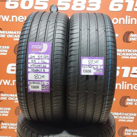 2X 215 55 R18 99V XL S1 MICHELIN PRIMACY 4 5.2/5.7MM DOT 4720/0522
